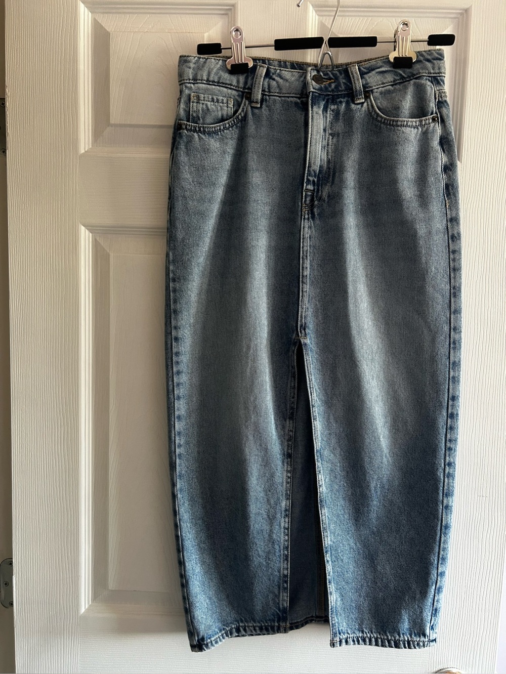 Buffalo David Bitton Midi Denim Skirt in Light Blue Wash